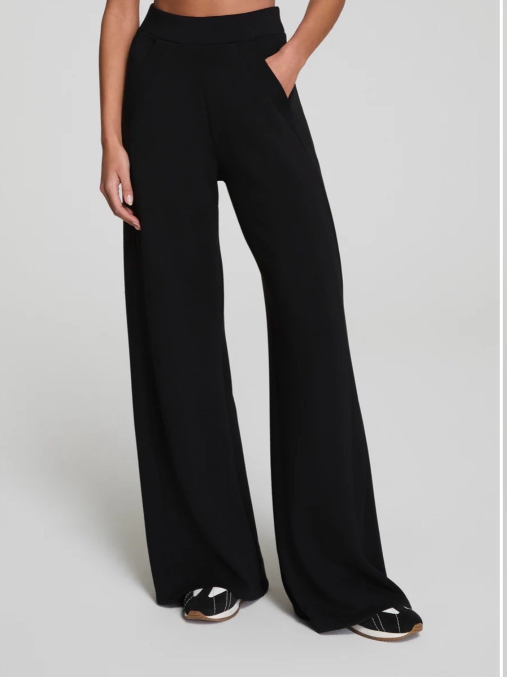 Spanx air essentials women’s small wide leg track pants black relaxed 21802R